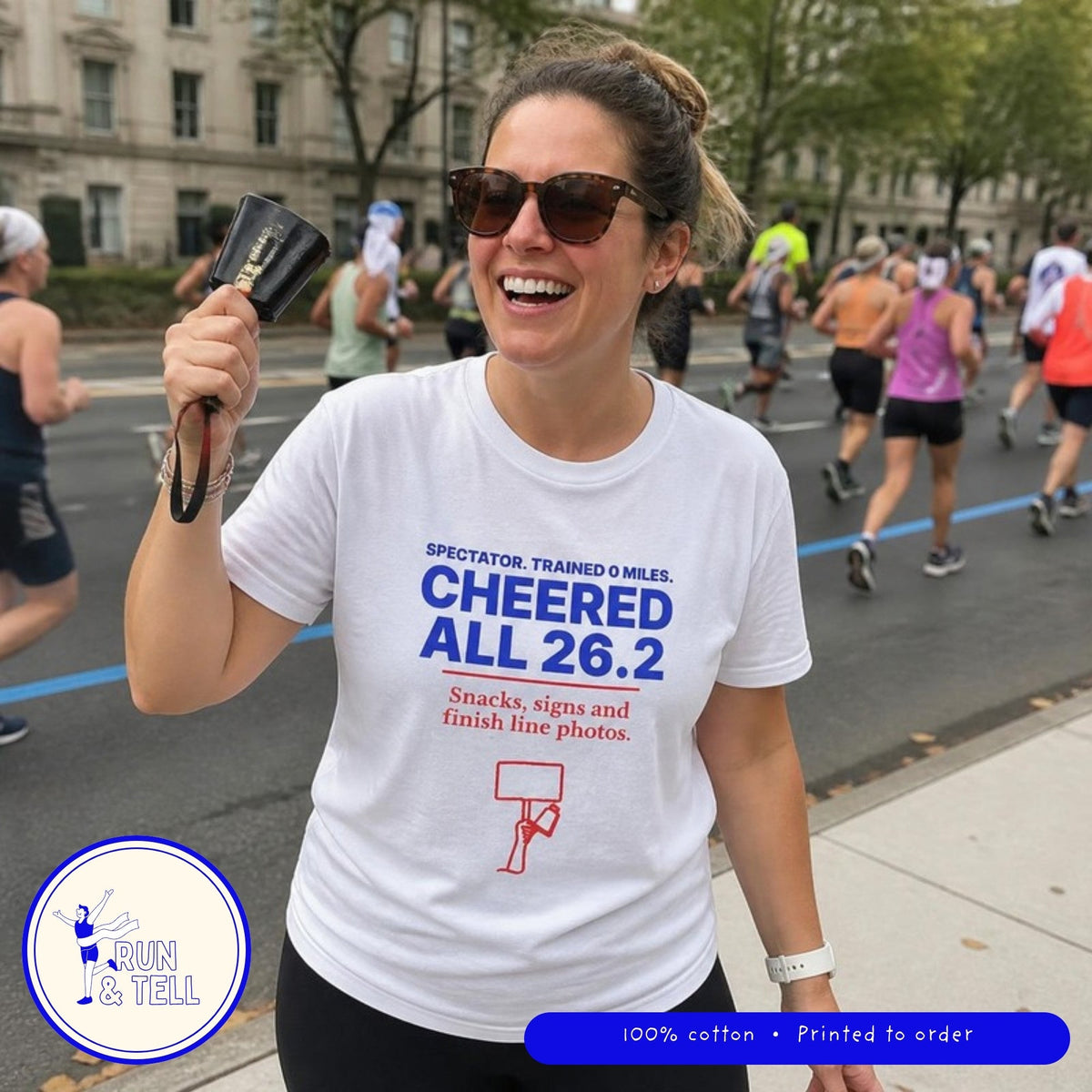 Spectator. Trained 0 Miles. Cheered All 26.2. T-shirt for marathon spectators, lifestyle photo
