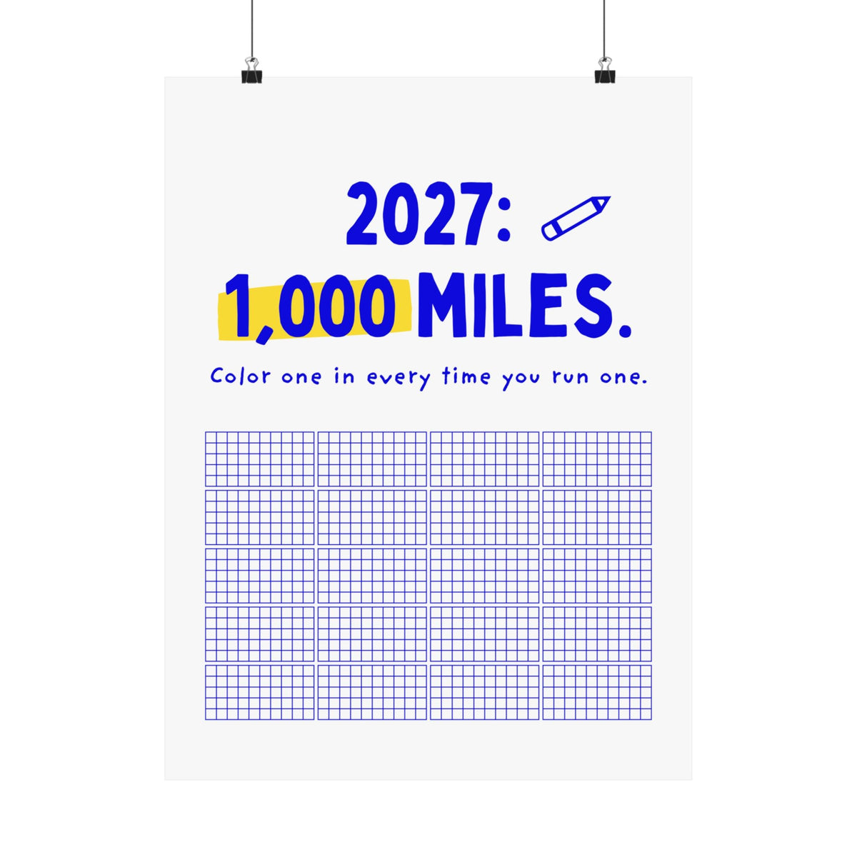 2027 1,000 miles running mileage tracker poster