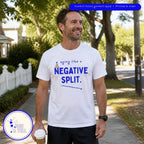 The Aging Like a Negative Split runner birthday t-shirt being worn
