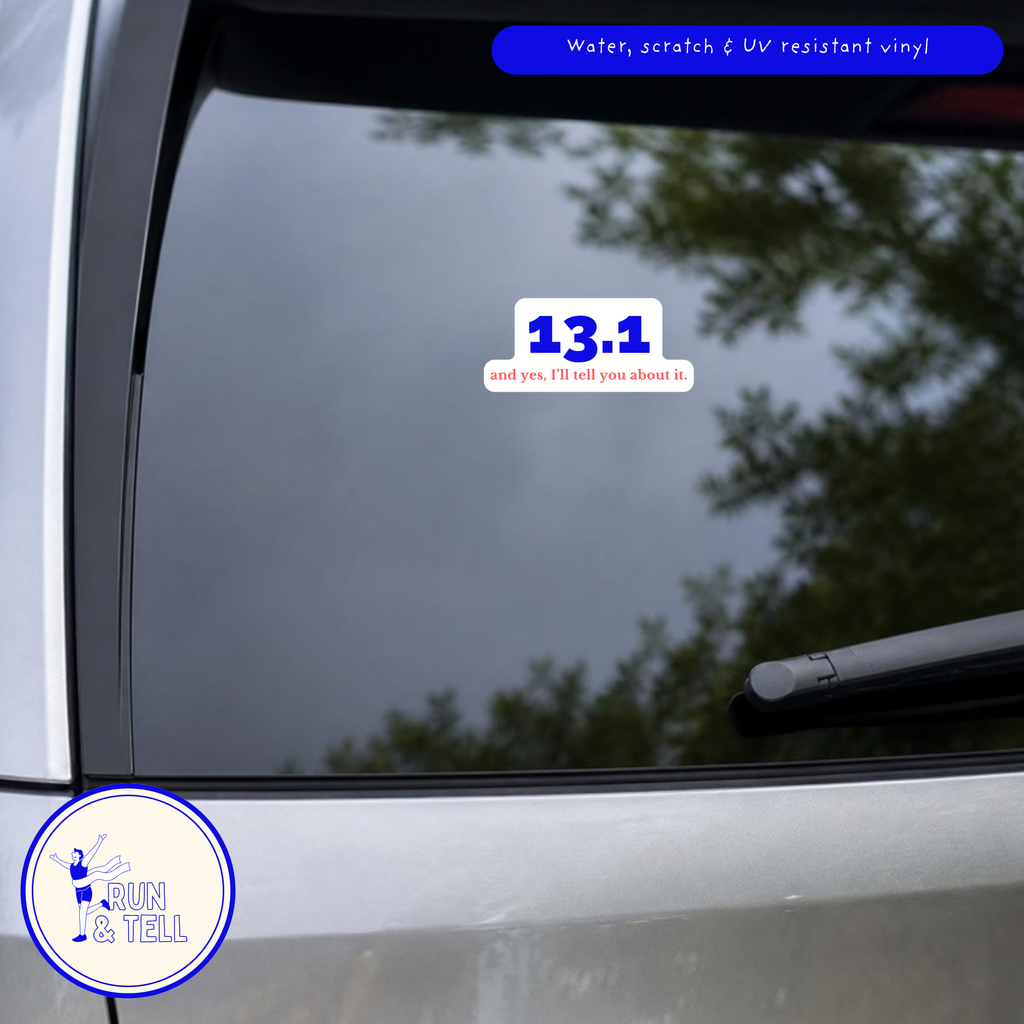 Close-up of the 13.1 and yes die-cut vinyl decal