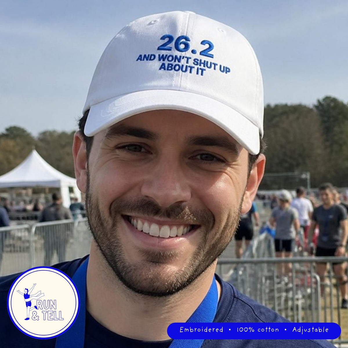 26.2 and Won't Shut Up About It embroidered dad hat, lifestyle photo