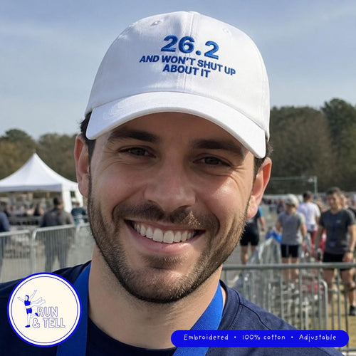 26.2 and Won't Shut Up About It embroidered dad hat, lifestyle photo