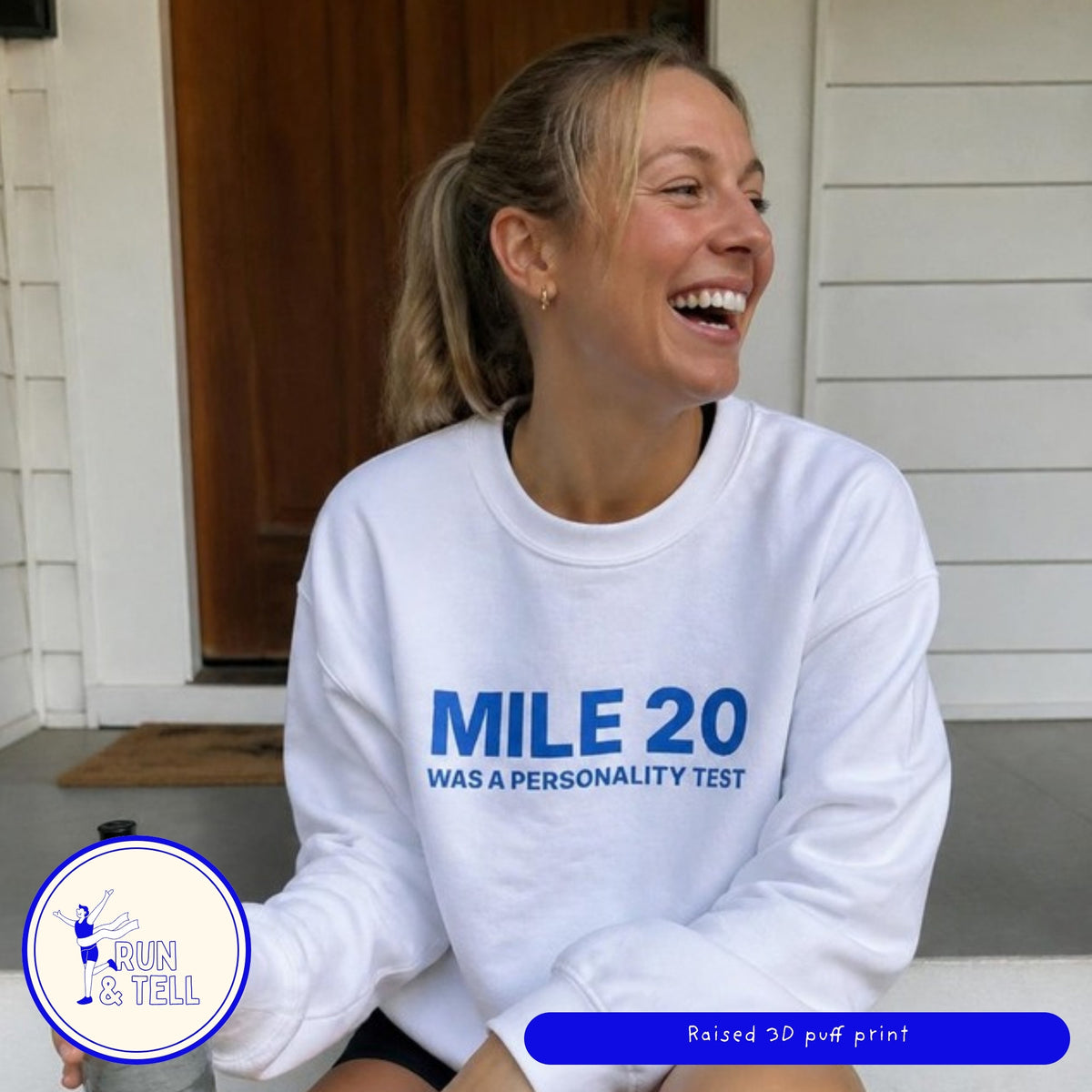 Mile 20 Was a Personality Test 3D puff print sweatshirt, lifestyle photo