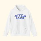 Runs on Gels and Gossip 3D puff print hoodie, product photo