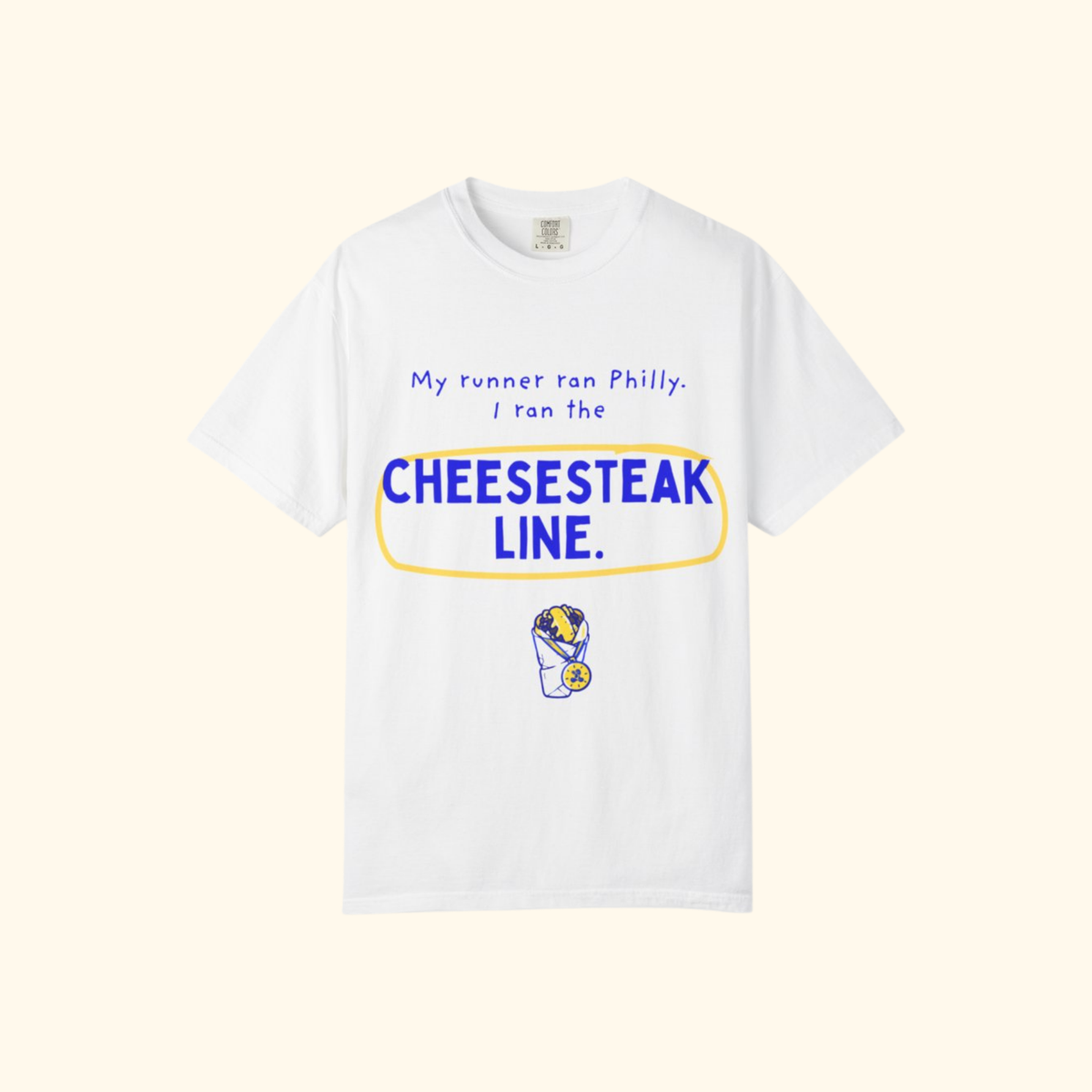 My Runner Ran Philly, I Ran the Cheesesteak Line t-shirt by Run & Tell