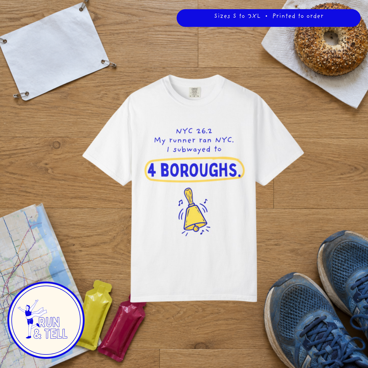 My Runner Ran NYC, I Subwayed to 4 Boroughs t-shirt by Run & Tell, shown in use