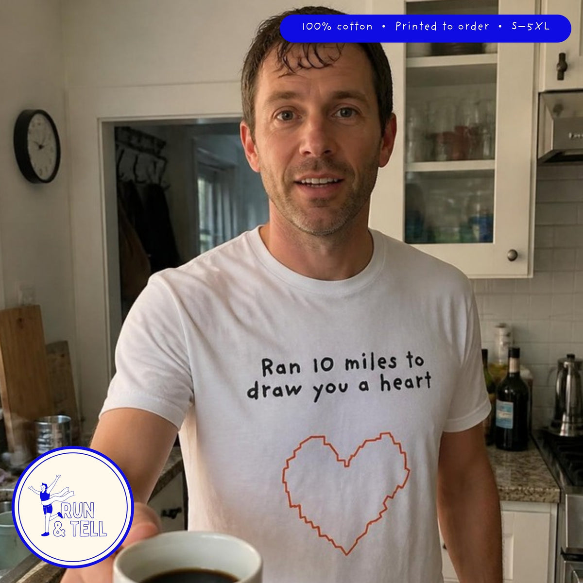 Ran 10 Miles to Draw You a Heart running T-shirt – lifestyle photo