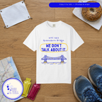 Queensboro Bridge, We Don't Talk About It t-shirt by Run & Tell, shown in use