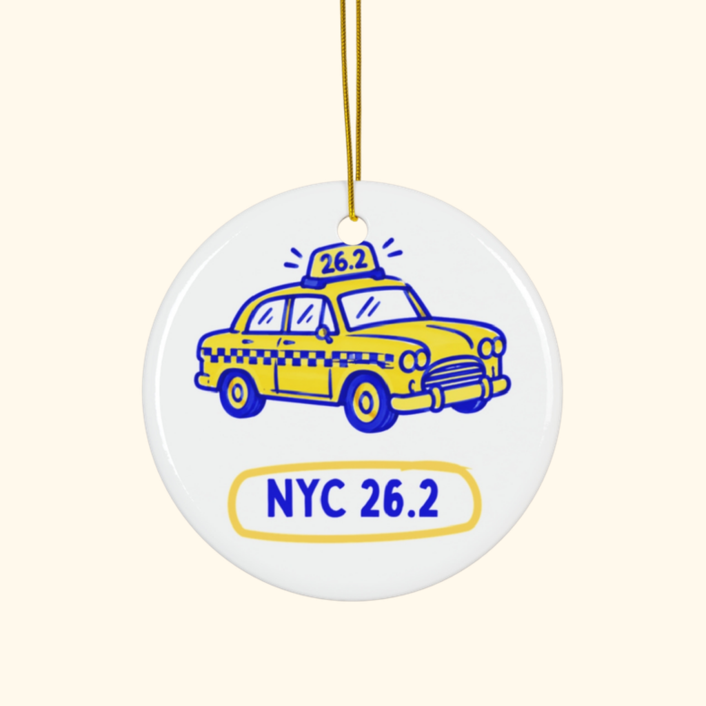 NYC 26.2 Taxi Christmas ornament by Run & Tell