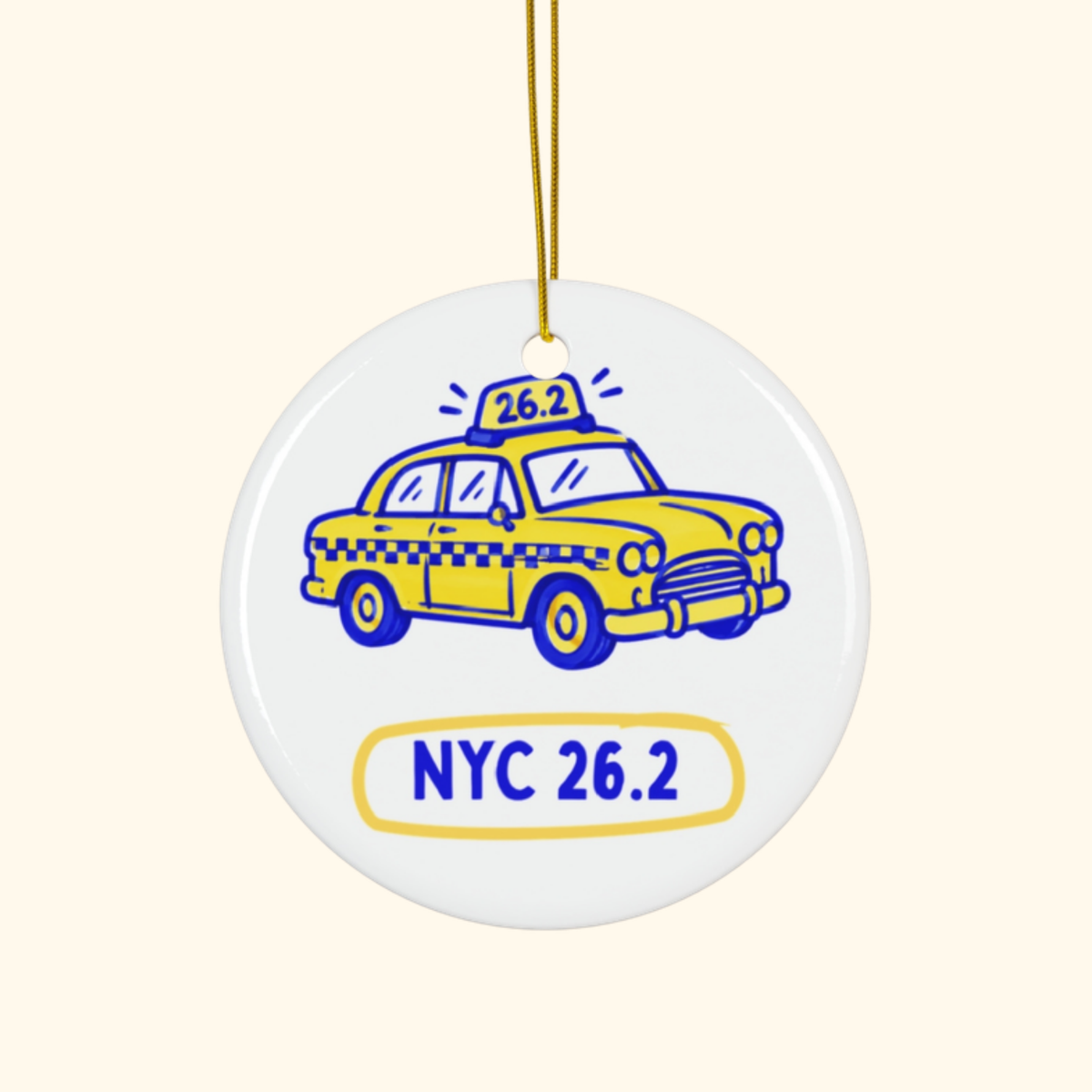 NYC 26.2 Taxi Christmas ornament by Run & Tell