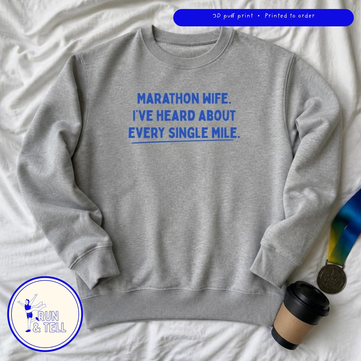 Marathon wife grey sweatshirt with medal