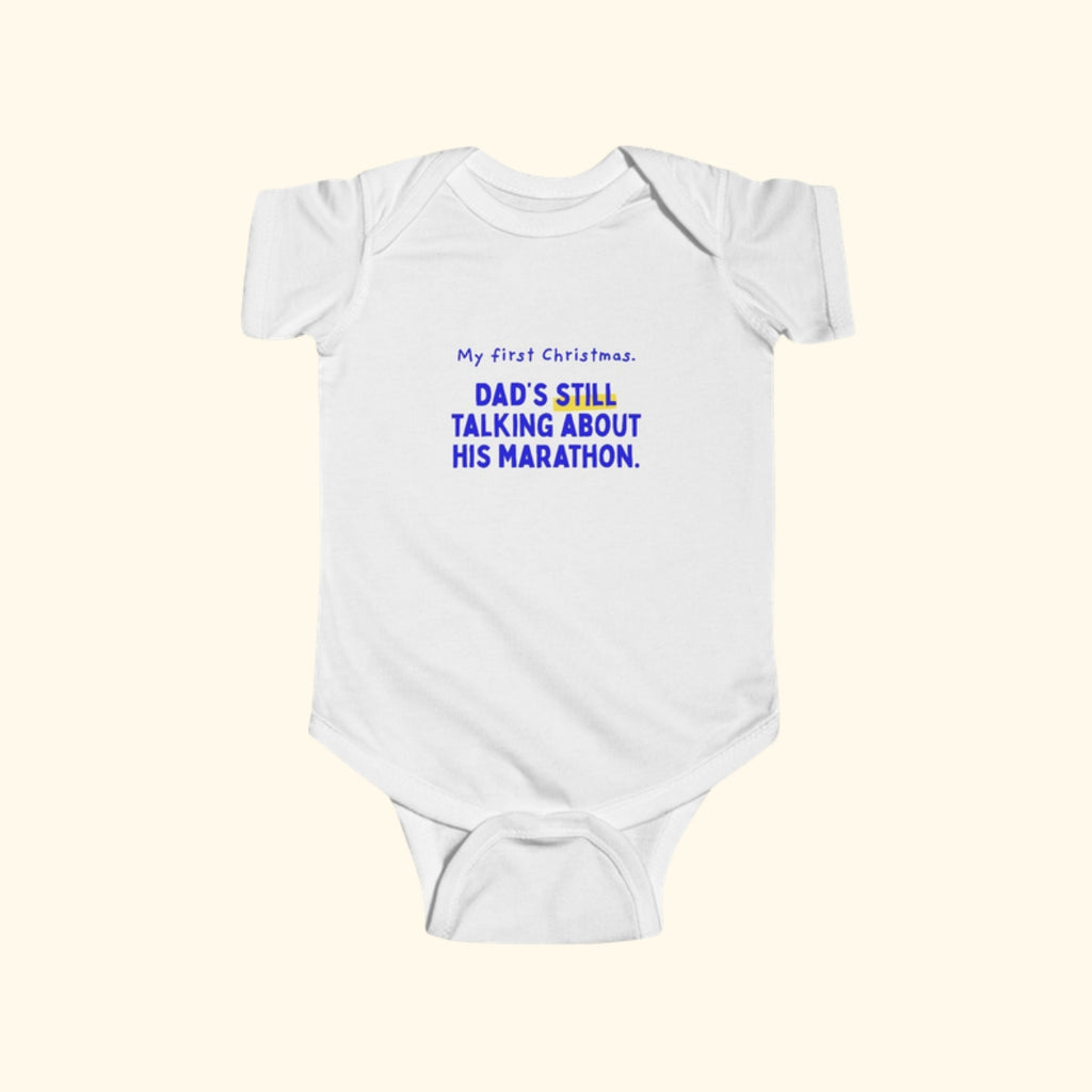Dad's still talking about his marathon baby bodysuit