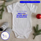 Dad's still talking about his marathon baby bodysuit with tiny shoes