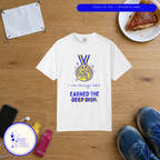 Earned the Deep Dish t-shirt by Run & Tell, shown in use