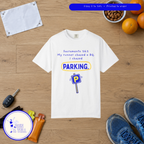 My Runner Chased a BQ, I Chased Parking t-shirt by Run & Tell, shown in use