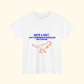 Not Lost. Just Drawing a Dinosaur on Strava unisex cotton T-shirt, product photo
