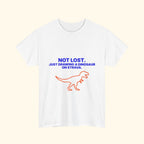 Not Lost. Just Drawing a Dinosaur on Strava unisex cotton T-shirt, product photo