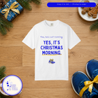 Yes, He's Out Running on Christmas Morning t-shirt, Christmas flat lay