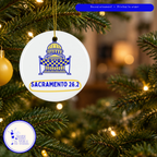 Sacramento 26.2 Capitol Dome Christmas ornament by Run & Tell, shown in use
