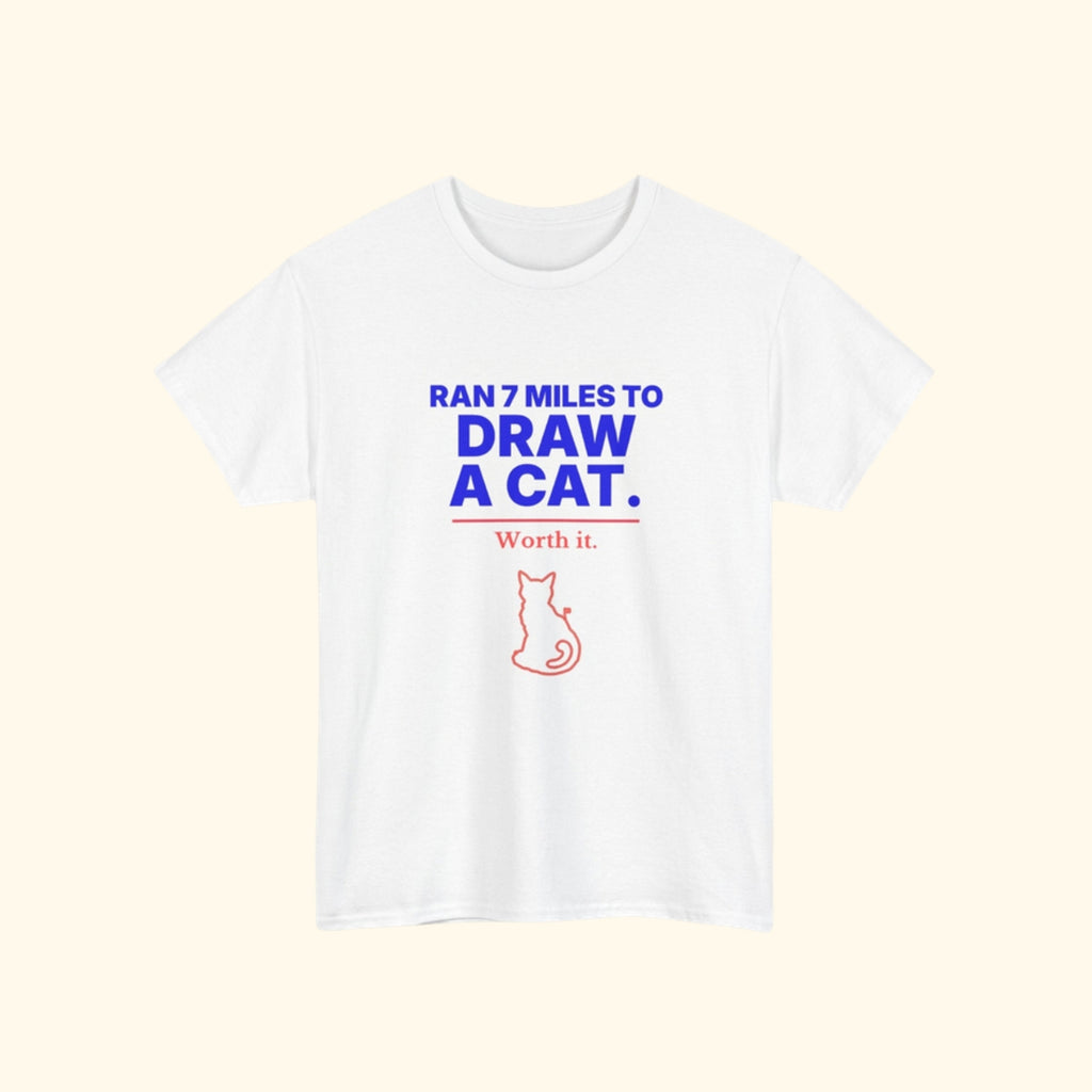 Ran 7 Miles to Draw a Cat unisex cotton t-shirt, product photo