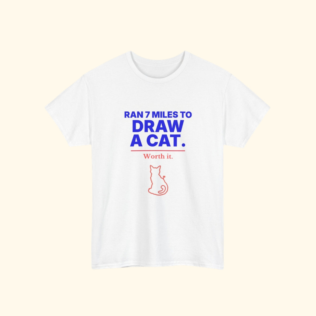 Ran 7 Miles to Draw a Cat unisex cotton t-shirt, product photo