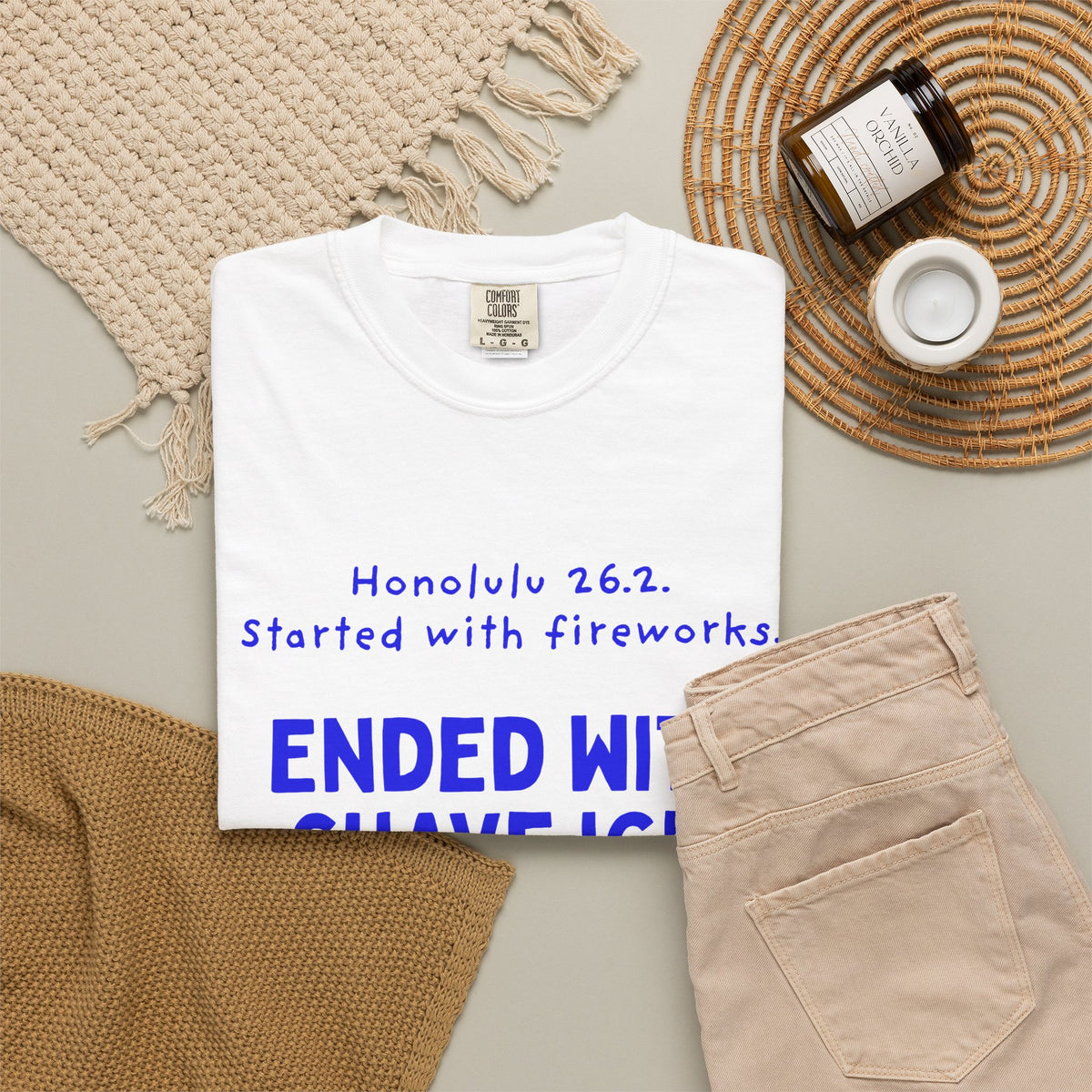 Started With Fireworks, Ended With Shave Ice | Honolulu 26.2 Marathon T-Shirt
