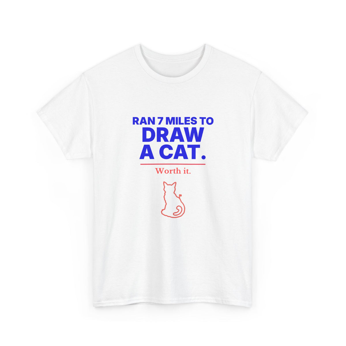 Ran 7 Miles to Draw a Cat funny running t-shirt, alternate view 1
