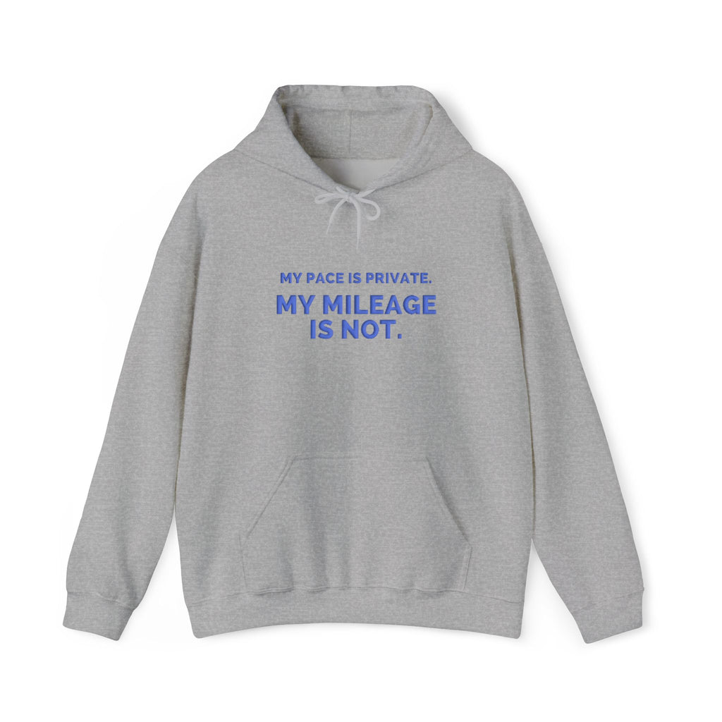 My Pace Is Private My Mileage Is Not puff print running hoodie by Run & Tell