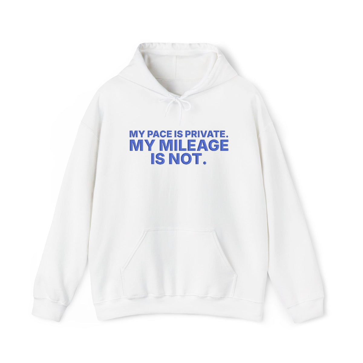 My Pace Is Private. My Mileage Is Not. puff print hoodie, alternate view 1