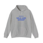 Runs on Gels and Gossip funny running puff print hoodie by Run & Tell