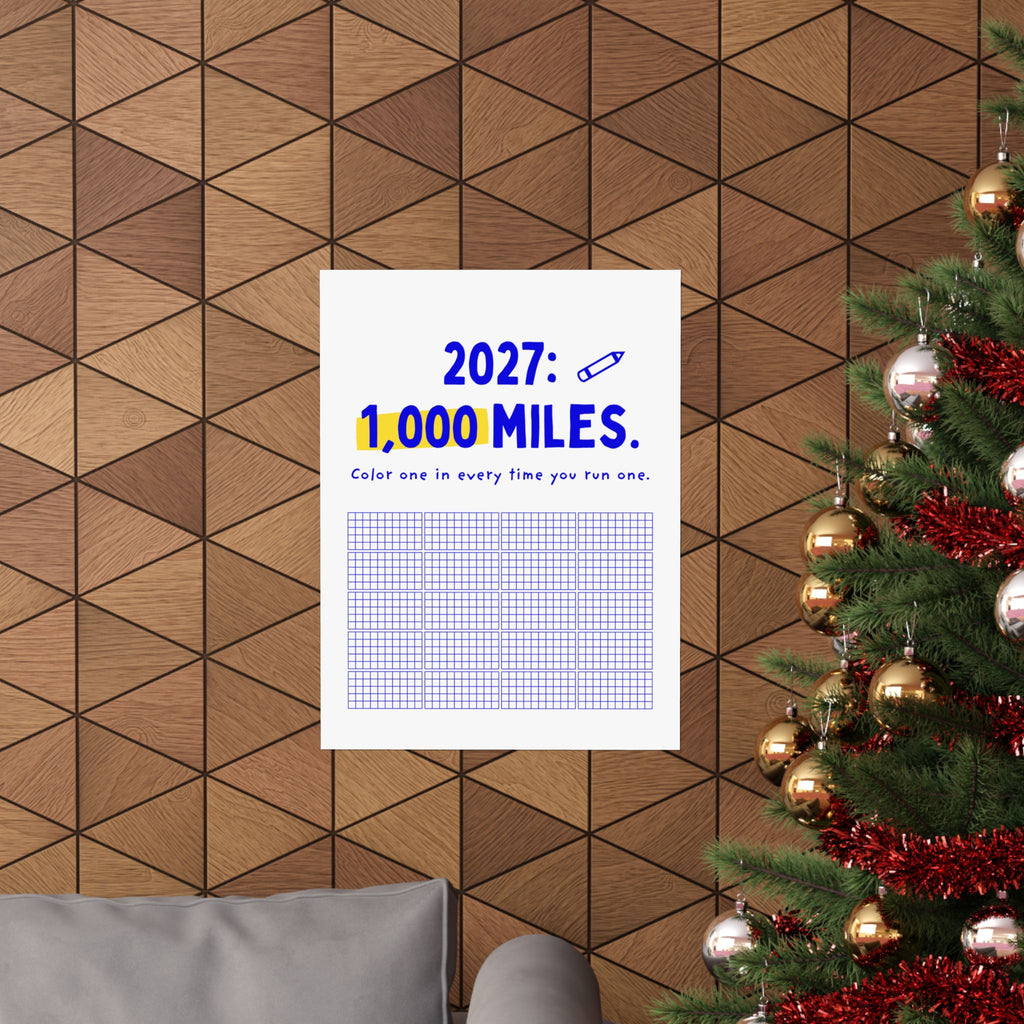 2027 mileage tracker poster, New Year gift for runners