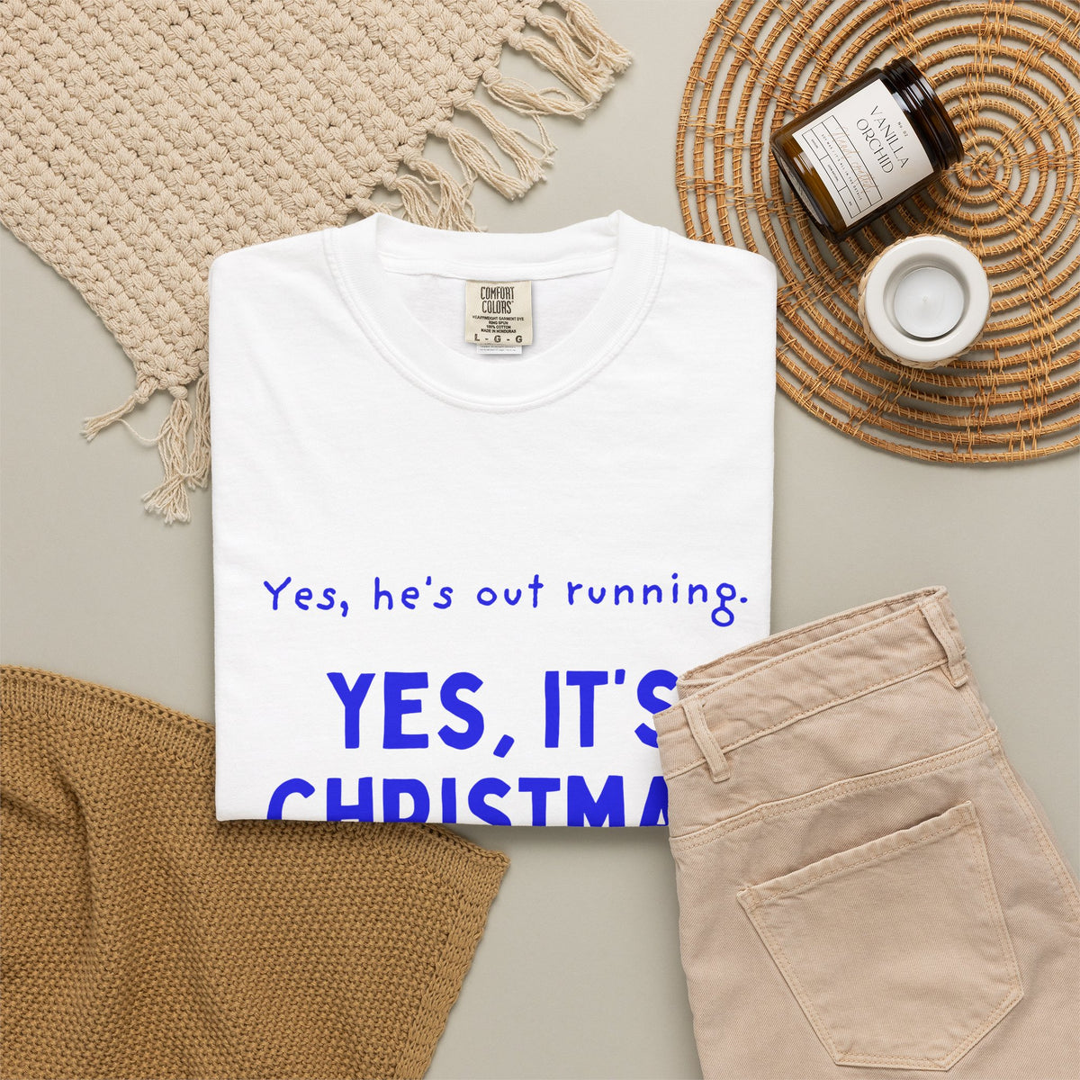 Yes, He's Out Running on Christmas Morning | Runner Partner T-Shirt