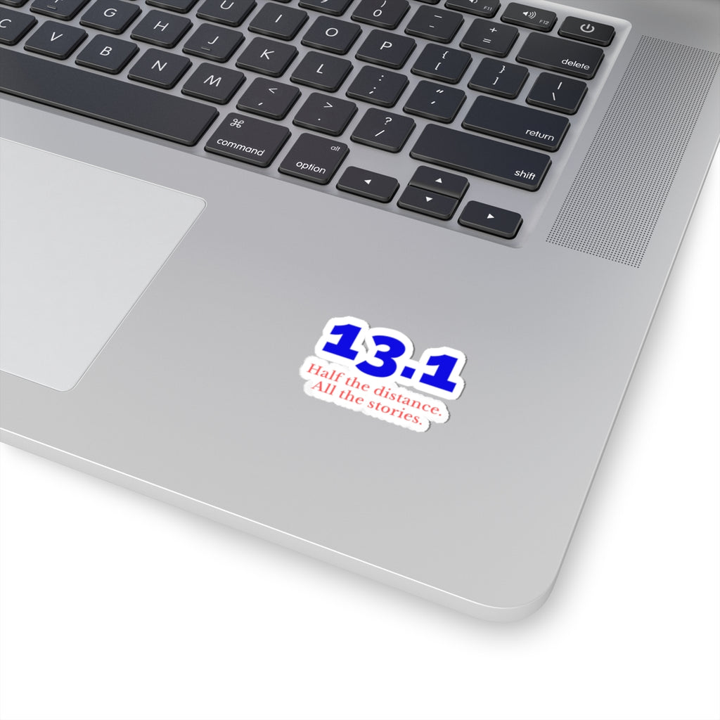 13.1: Half the Distance. All the Stories. half marathon kiss-cut sticker, alternate view 3