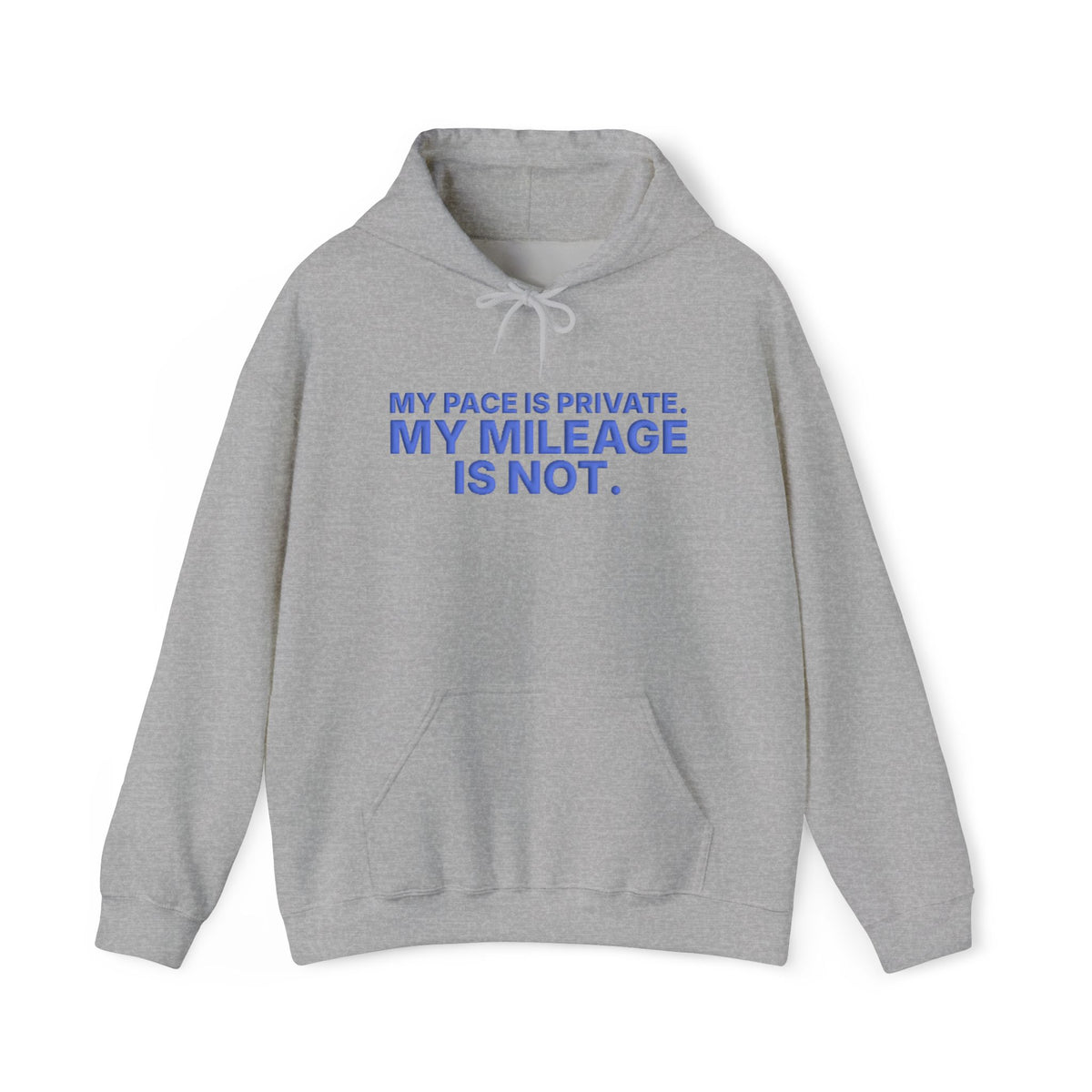 My Pace Is Private. My Mileage Is Not. puff print hoodie, alternate view 2