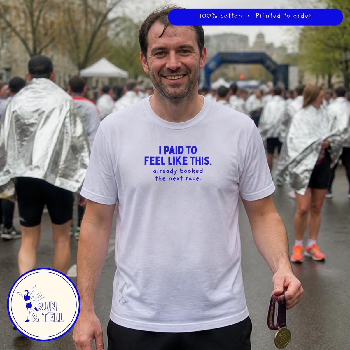 I Paid to Feel Like This unisex cotton T-shirt, lifestyle photo with the new print