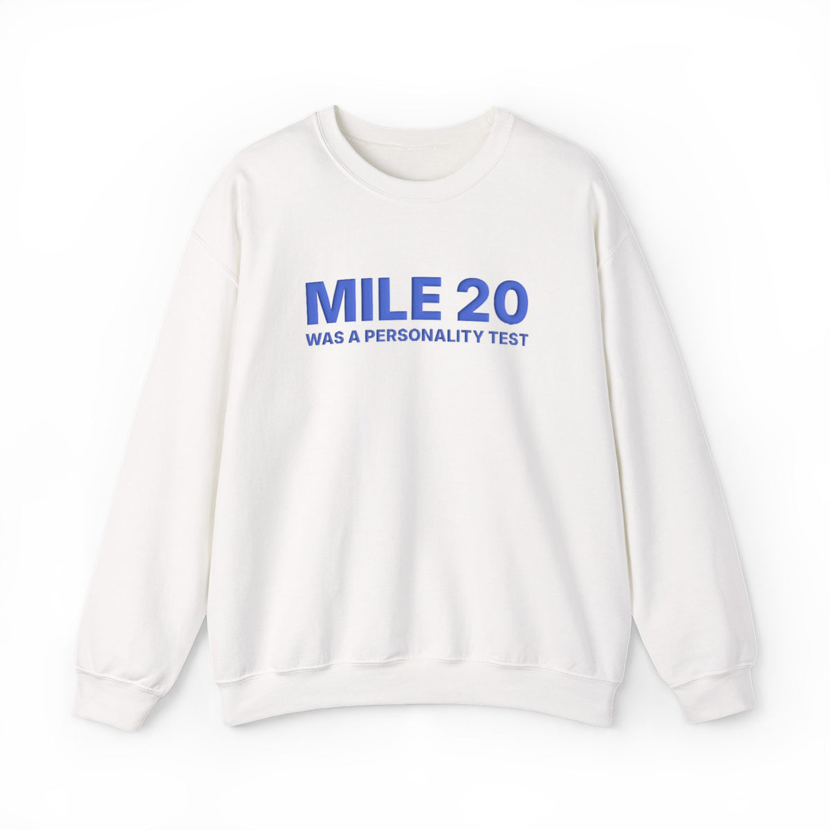 Mile 20 Was a Personality Test puff print marathon sweatshirt, alternate view 1
