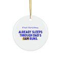Baby's first Christmas ornament 2026: First Christmas, already sleeps through Dad's 5am runs