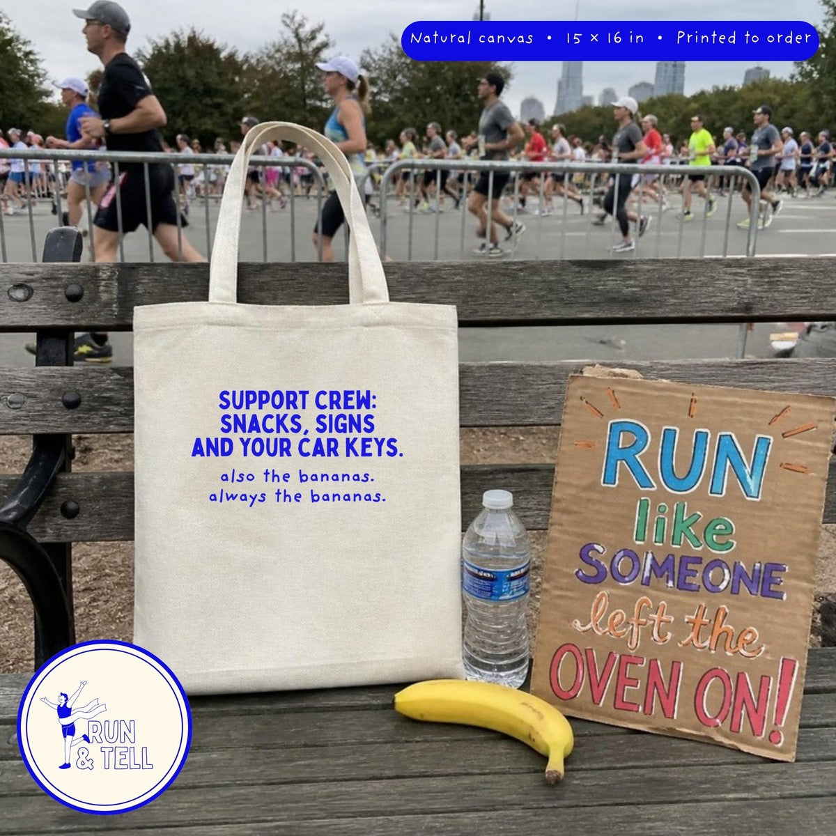 Support Crew: Snacks, Signs and Your Car Keys canvas tote, lifestyle photo