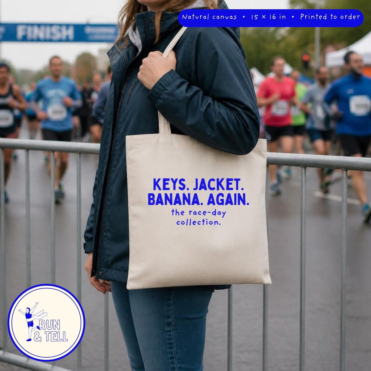 Keys. Jacket. Banana. Again. canvas tote, lifestyle photo