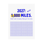 2027 running mileage tracker poster on a wall