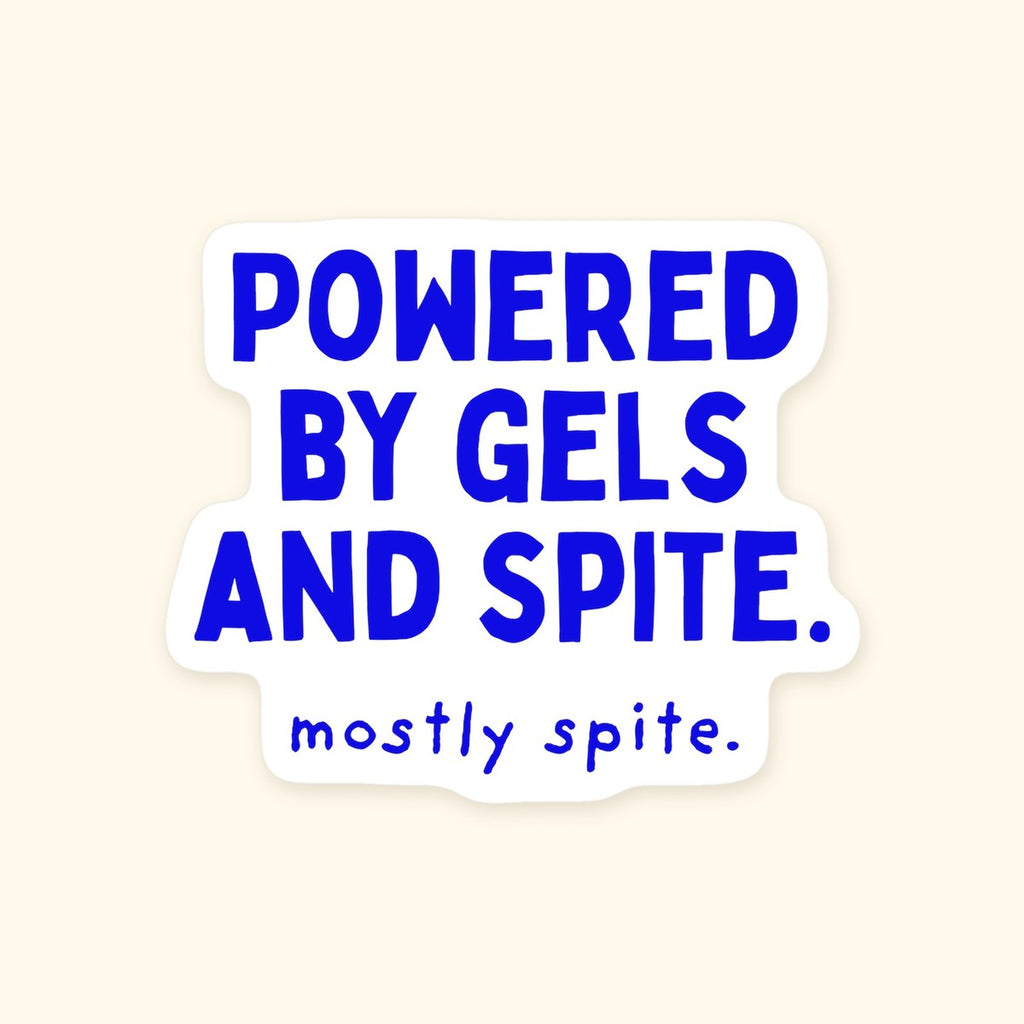 Powered by Gels and Spite kiss-cut sticker, product photo