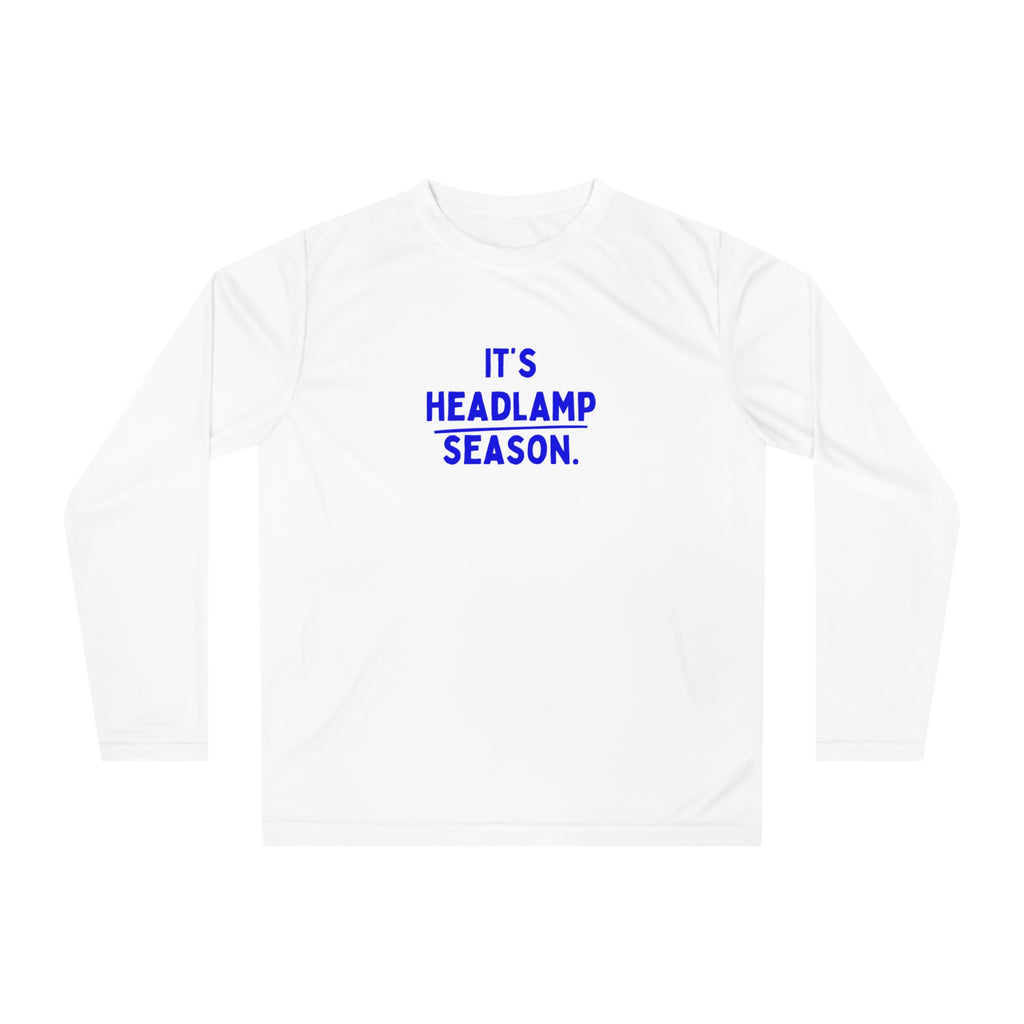 It's Headlamp Season white running long sleeve shirt
