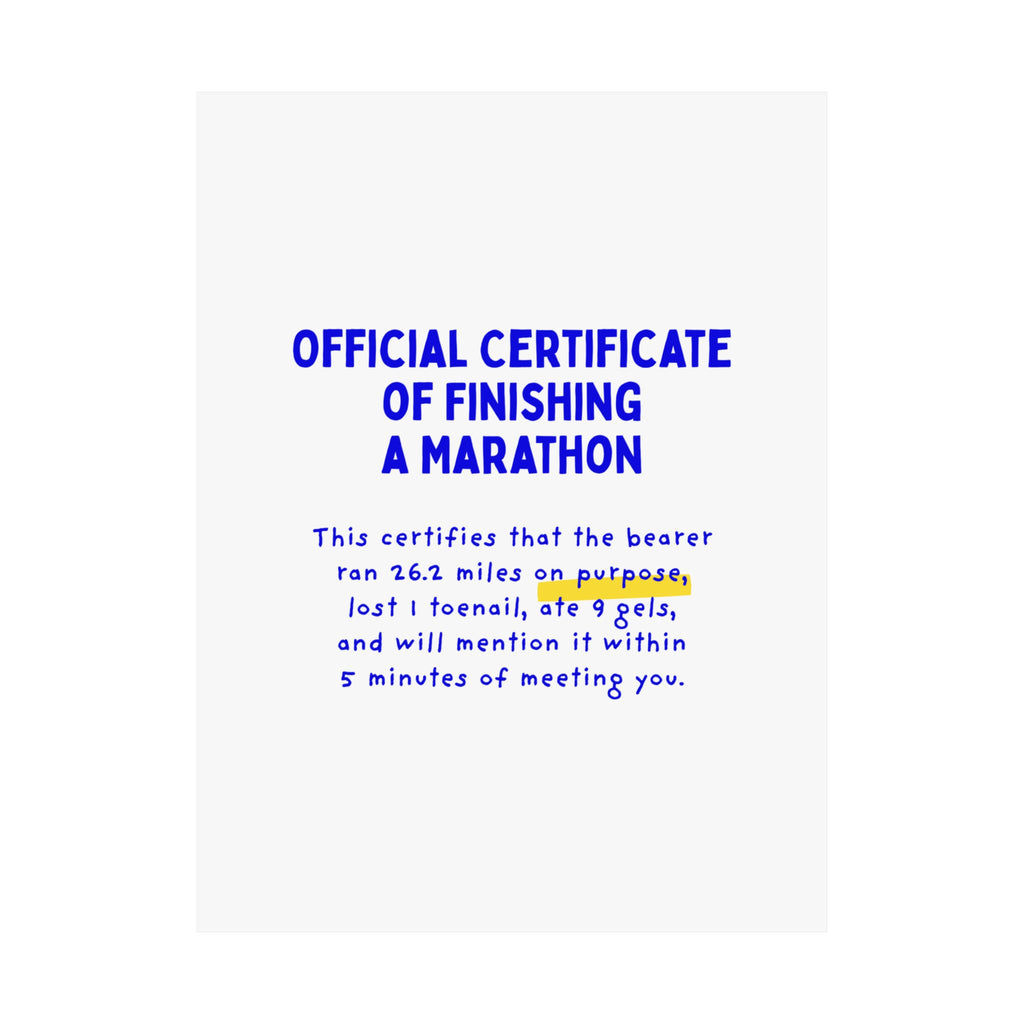 Certificate of Finishing a Marathon poster, view 2