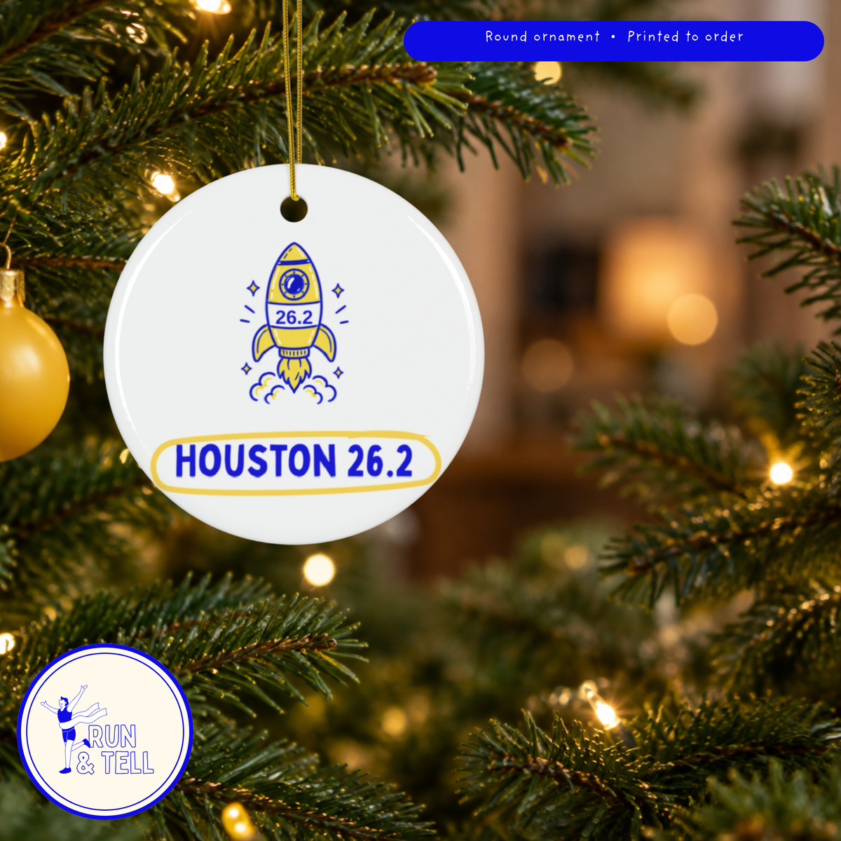 Houston 26.2 Rocket | Marathon Christmas Ornament