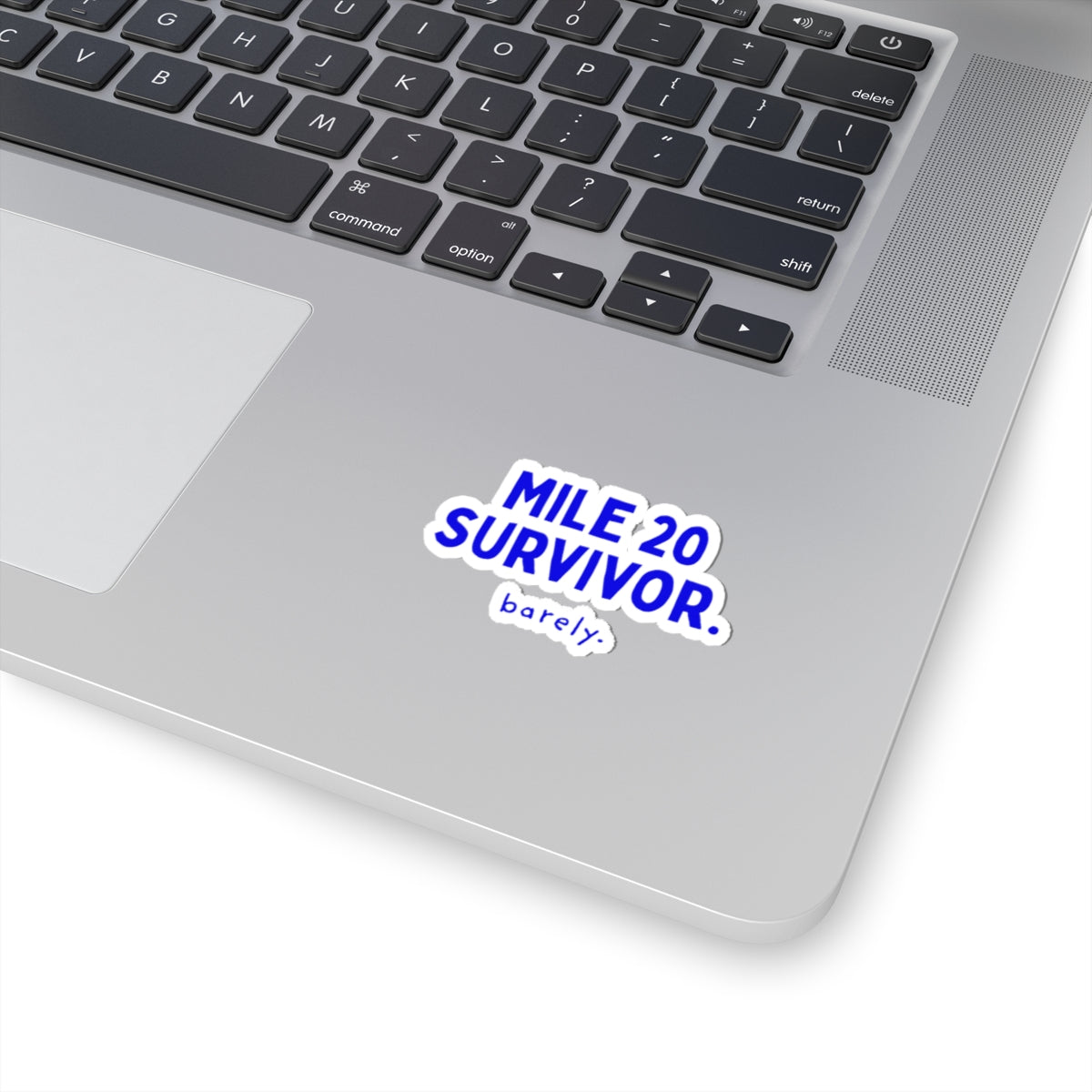 Mile 20 Survivor kiss-cut sticker, 3 in x 3 in, context 1 view
