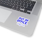 Out of Office: Long Run kiss-cut sticker, 4 in x 4 in, context 1 view