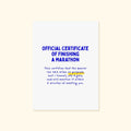 Official certificate of finishing a marathon poster