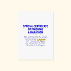 Official certificate of finishing a marathon poster