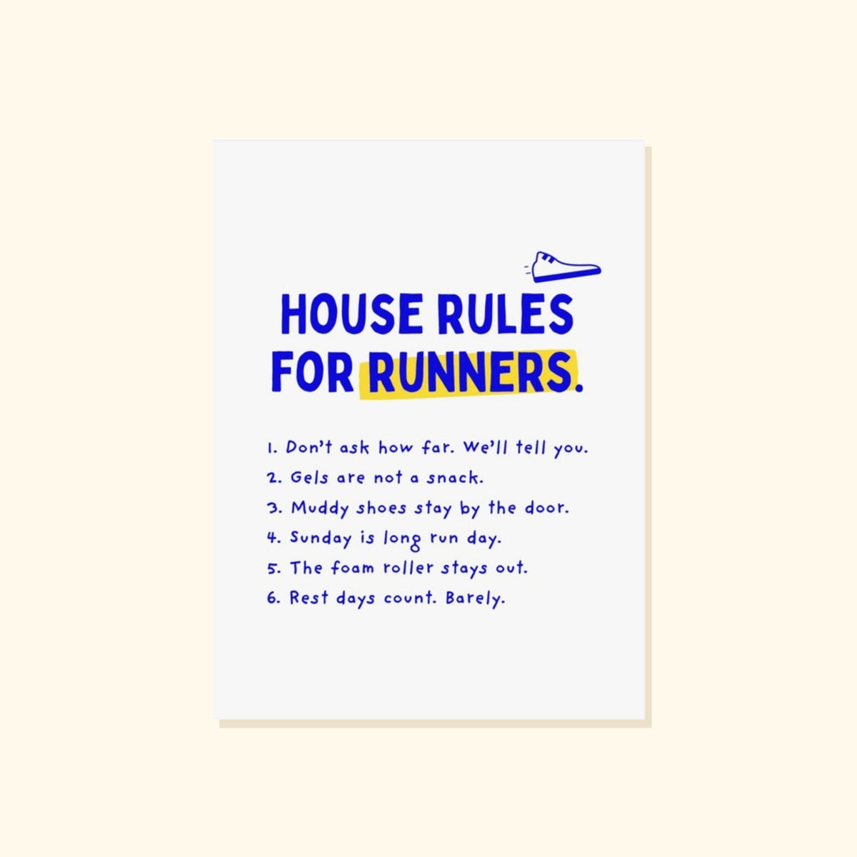House rules for runners poster