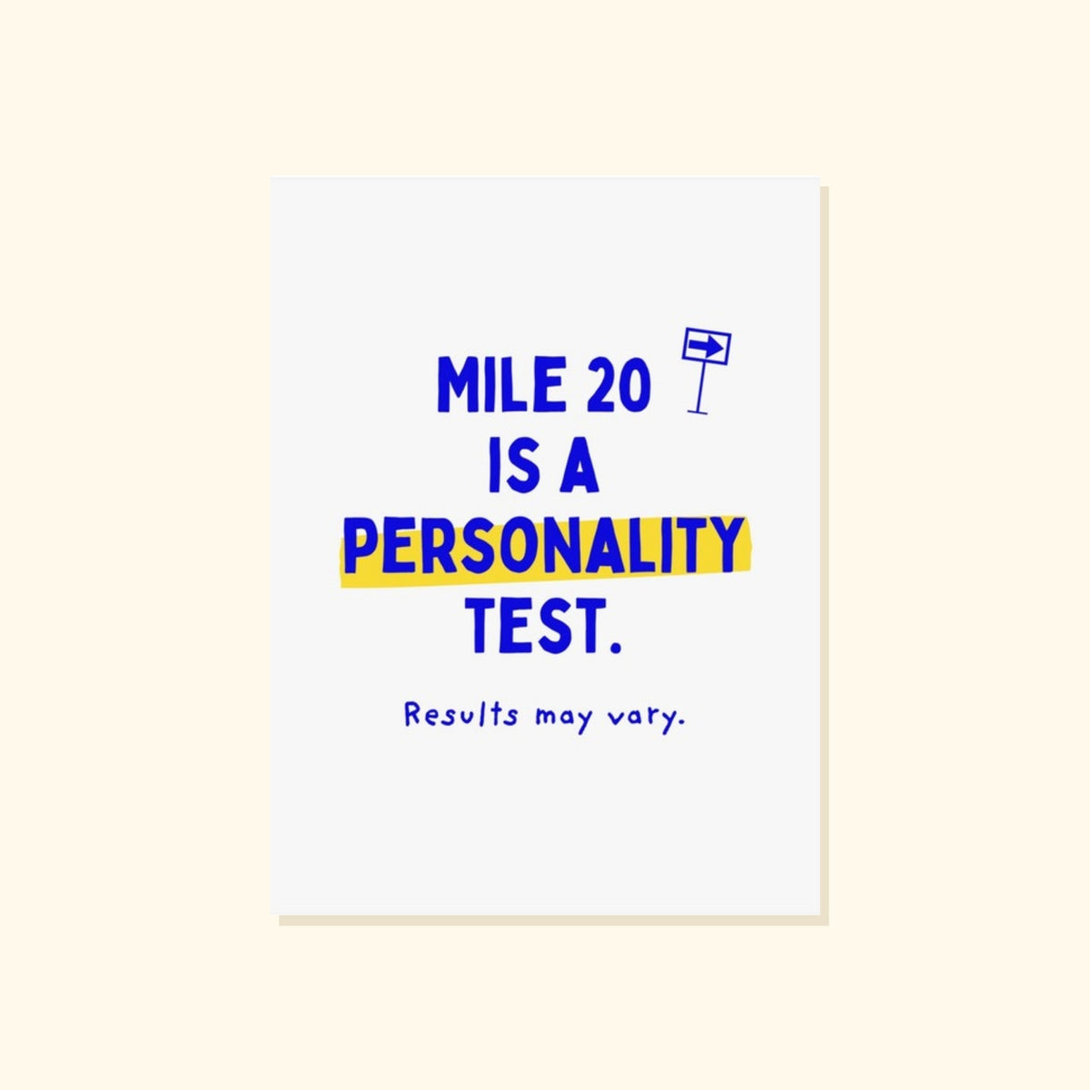 Mile 20 is a personality test poster